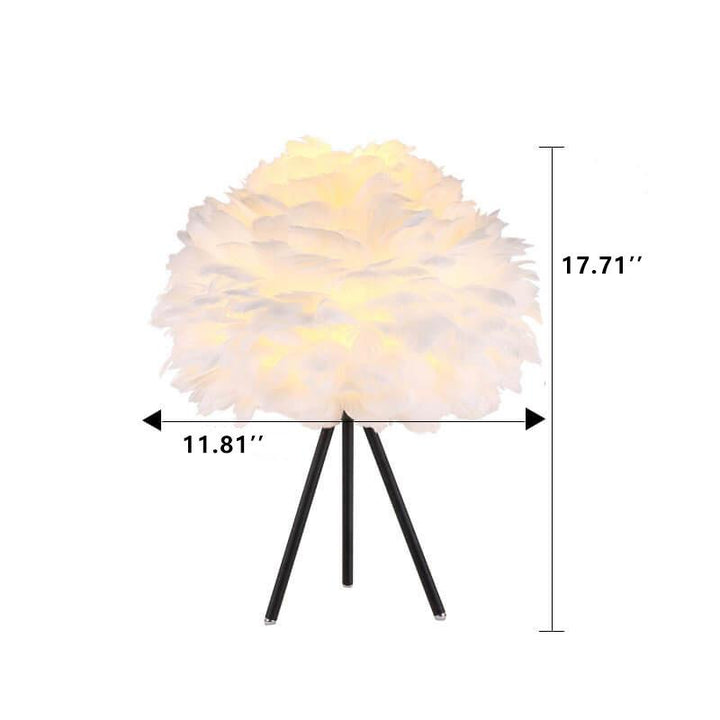 Moderne Tischlampe mit einem Globus und einer Schwanenfeder 