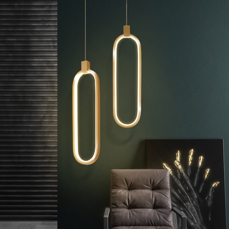 ضوء قلادة LED من الألومنيوم بإضاءة واحدة بتصميم حلقي بسيط 