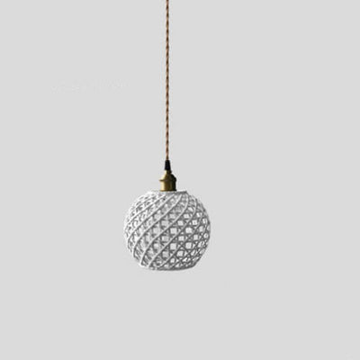 Modern Japanese Porcelain Openwork 1-Light Dome Pendant Light