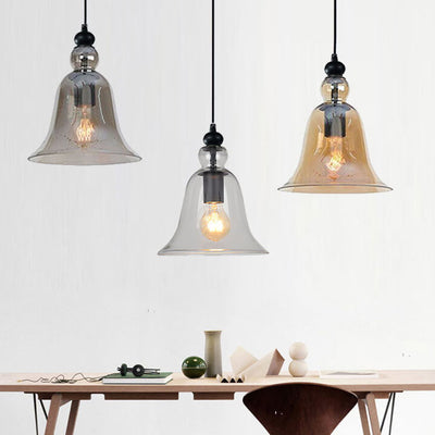 Industrial Glass 1-Light Bell Pendant Light