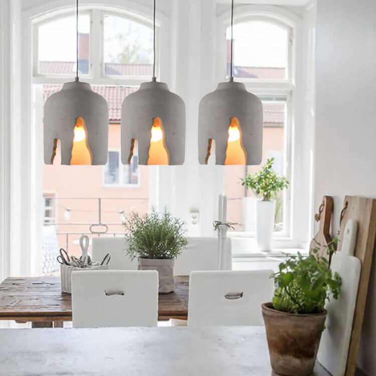 Luminaire suspendu industriel créatif à 1 lumière en ciment Notch 