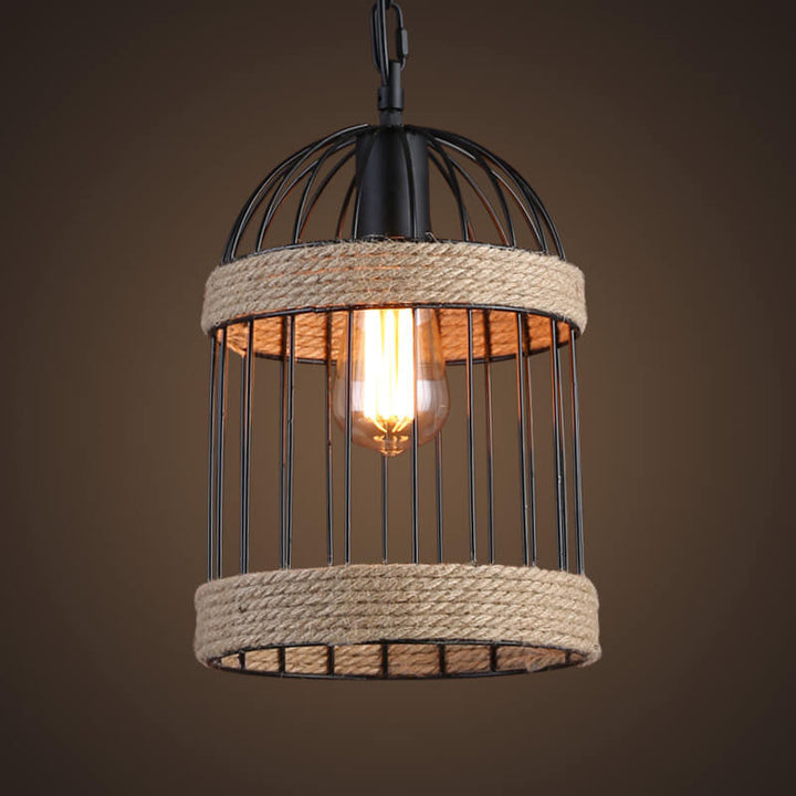Industrielle Retro-Seil-Vogelkäfig 1-Licht Pendelleuchte 
