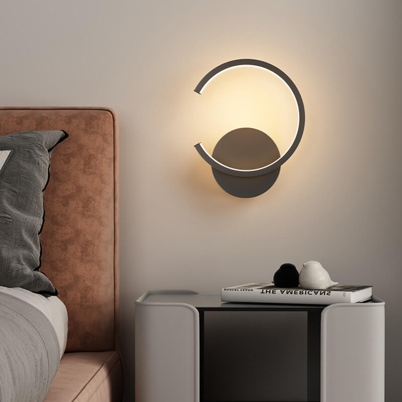 Minimalist Circle 1-Light C Shape LED Armed Sconce Lamp