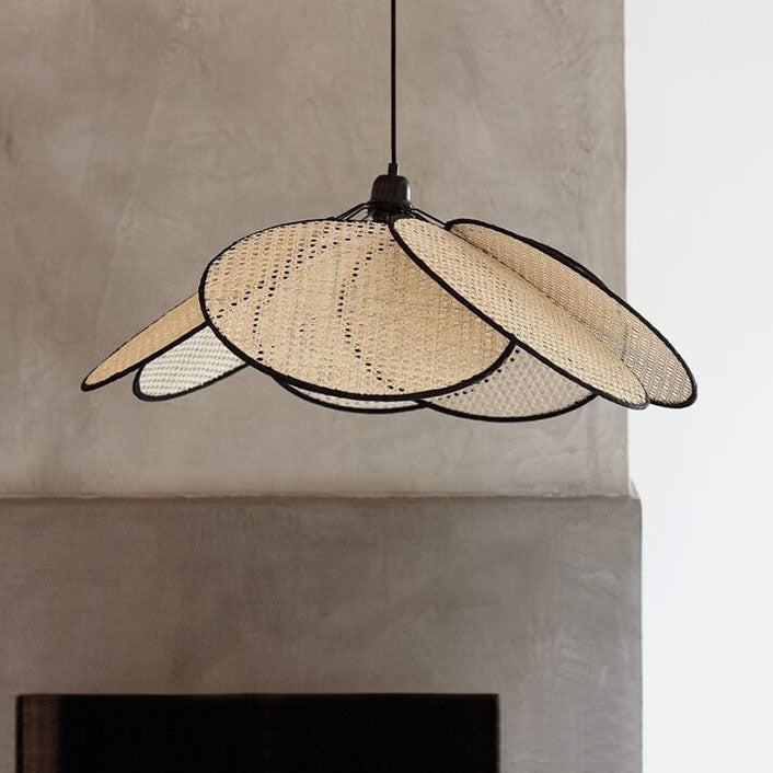 Japanischer Wabi-Sabi Rattan 1-Licht Pendelleuchte 