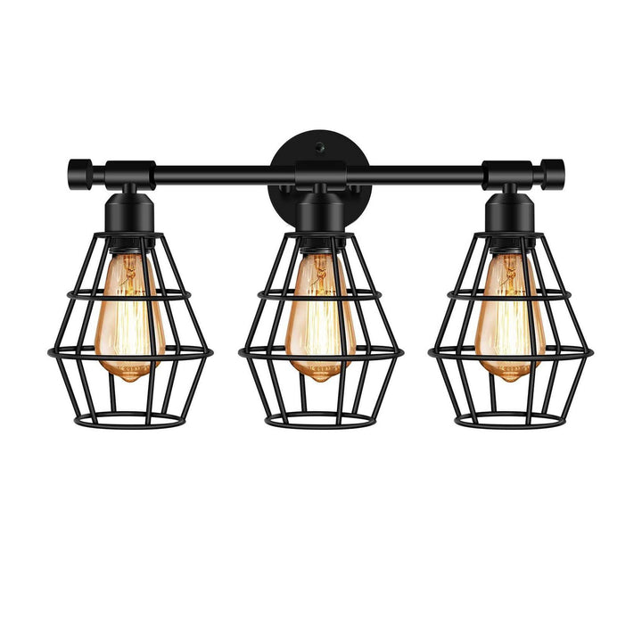 Lámpara de Aplique de Pared de Jaula de Hierro Forjado Industrial Vintage de 3 Luces 