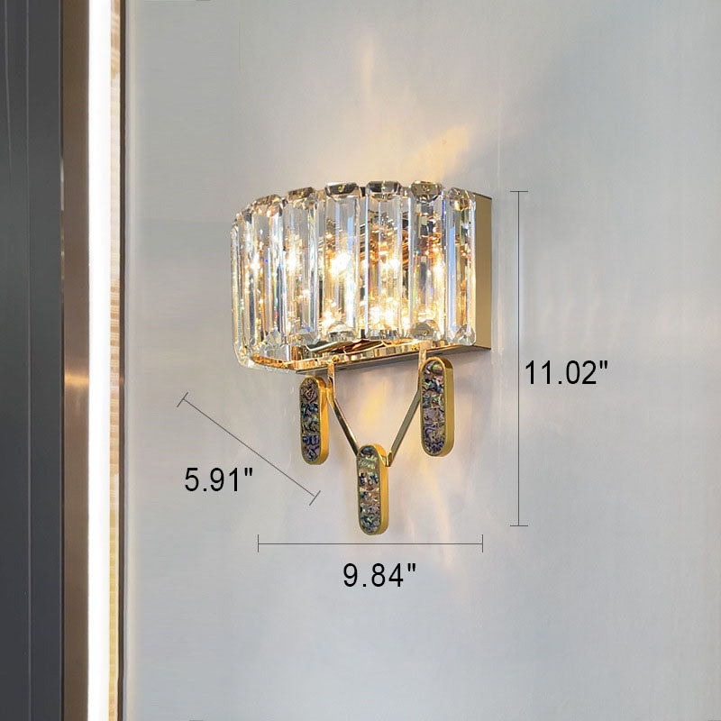 Europäische Vintage-Licht-Luxus-Kristall-Wandleuchte mit 2 Leuchten 