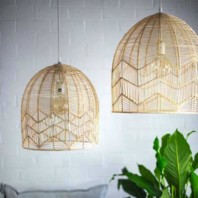 Rattan Weaving Dome 1-Light Japanese Element Pendant Light