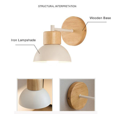 Nordic Wood Metal 1-Light Wall Sconce Lamps