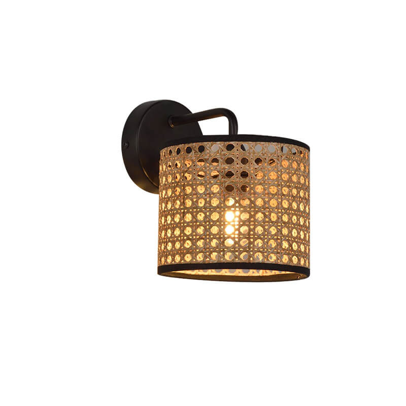 Applique murale à 1 lumière en rotin moderne tissé en tambour 