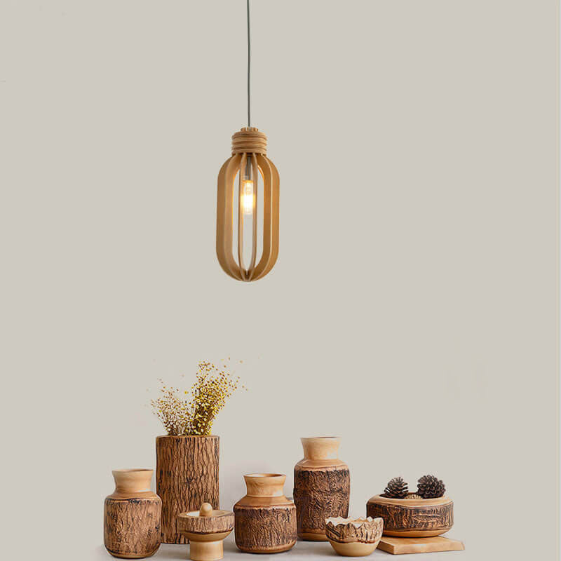 Simplicity Creative Solid Wood Oval Shaped 1-Light Pendant Light