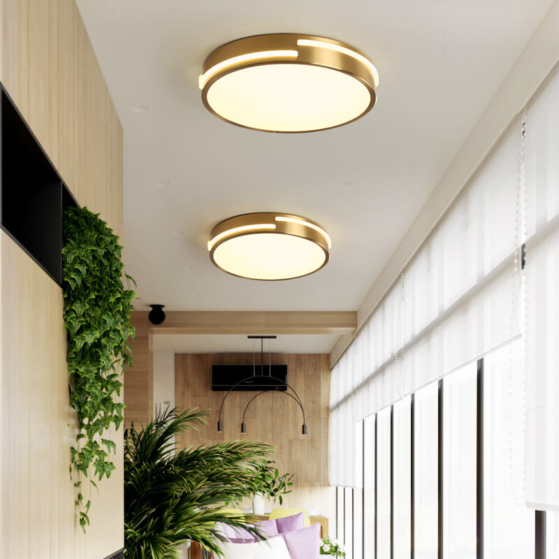 Modern Copper Circle 1-Light LED Flush Mount Lighting