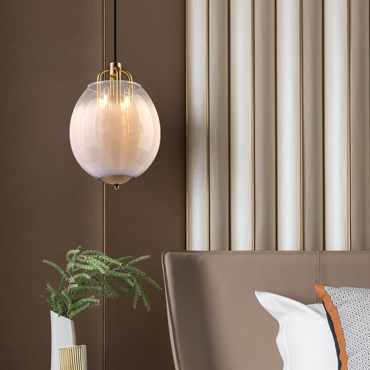 Modern Oval Shape Gradient Glass 1-Light LED Pendant Light