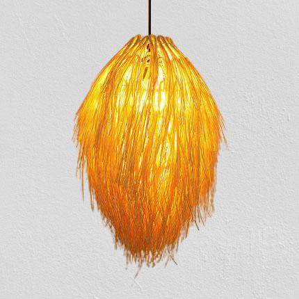 Modern Bamboo Weaving Creative Pine Cone 1-Light Tassels Pendant Light