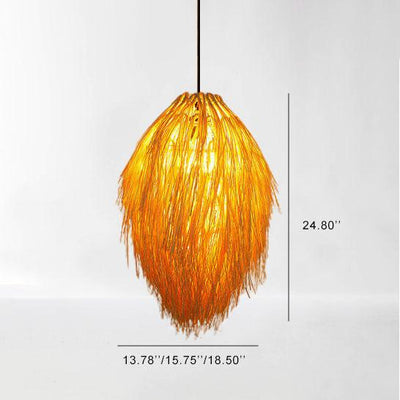 Modern Bamboo Weaving Creative Pine Cone 1-Light Tassels Pendant Light