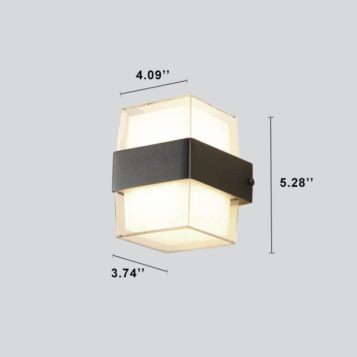 Moderne wasserdichte quadratische LED 1-Licht Außenwandleuchten 