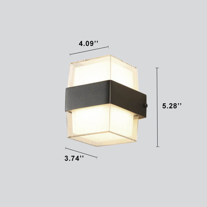 Moderne wasserdichte quadratische LED 1-Licht Außenwandleuchten 