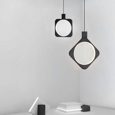 Modern Minimalist Black Geometrical Shape 1-Light LED Pendant Light