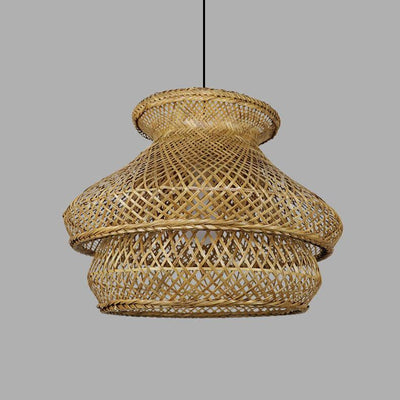 Vintage Bamboo Weaving Multi-Layer Dome 1-Light Pendelleuchte 