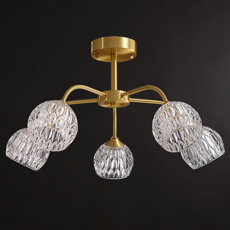 Éclairage semi-encastré à 5 lumières en cristal 