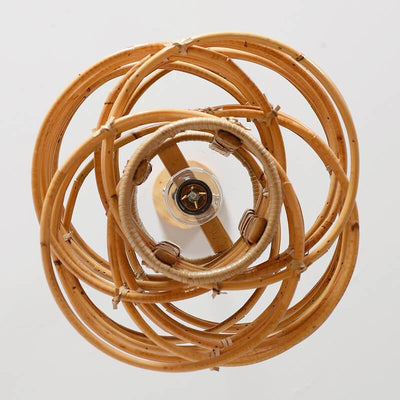Modern Spiral Bamboo Weaving 1-Light Cylinder Pendant Light