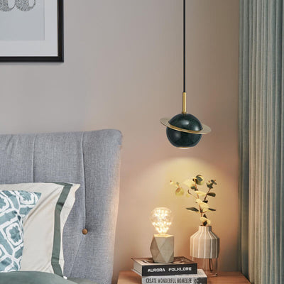 Marble Copper Ring 1-Light Globe LED  Pendant Light