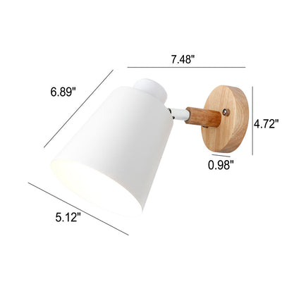 Minimalist Macaron Barrel Shade Wooden Chassis Plug 1-Light Wall Sconce Lamp