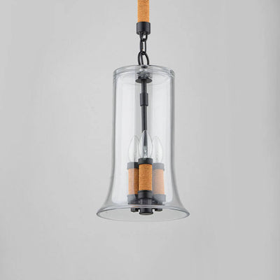 Creative Bell Shaped Glass Hemp Rope 3-Light LED Chandelier