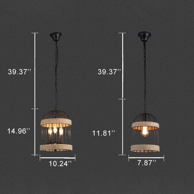 Industrial Retro Rope Bird Cage 1-Light Pendant Light