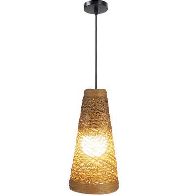 Bamboo Weaving 1-Light Cone LED-Pendelleuchte 