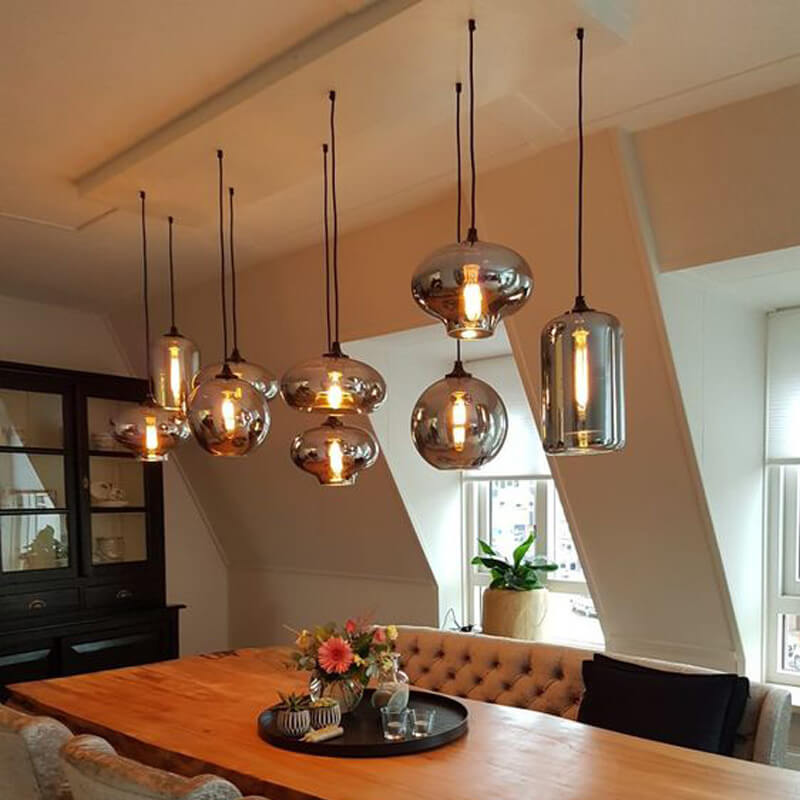 Modern Smoke Gray Glass 1-Light LED Pendant Light