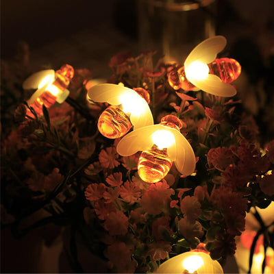 Lumières LED Étanches Solaires Extérieures Abeilles Décoration de Fête Festival Guirlande Lumineuse 