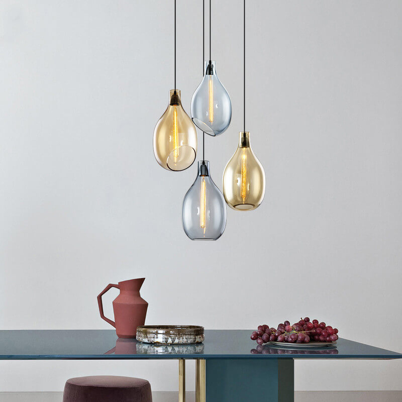 Modern Minimalist Oval Bottle Glass 1-Light Pendant Light