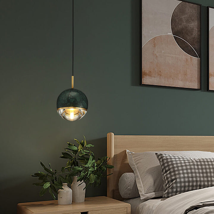 Suspension Globe à 1 Lumière en Marbre 