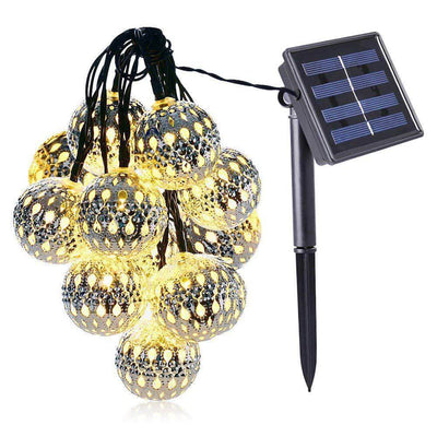 Solar Lichterketten Marokkanischer Ball Bunte LED Weihnachtsbeleuchtung Eisenkugeln Dekoration Lichterketten im Freien 