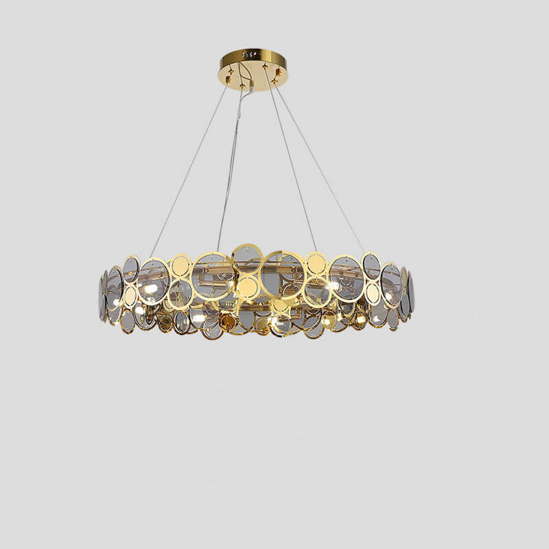 Modern Round Iron Glass 6/8 Light Led Chandeliers