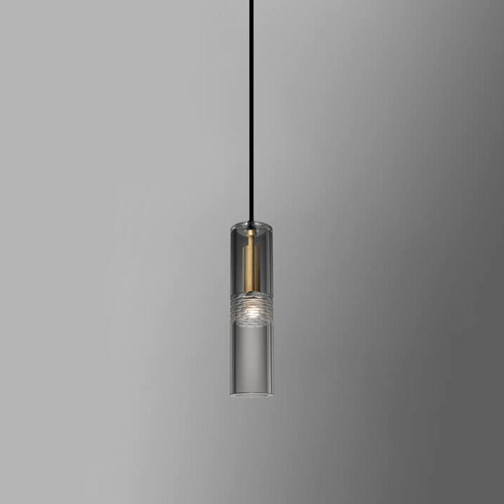 Luminaire suspendu moderne à 1 lumière en forme de cylindre en cristal 