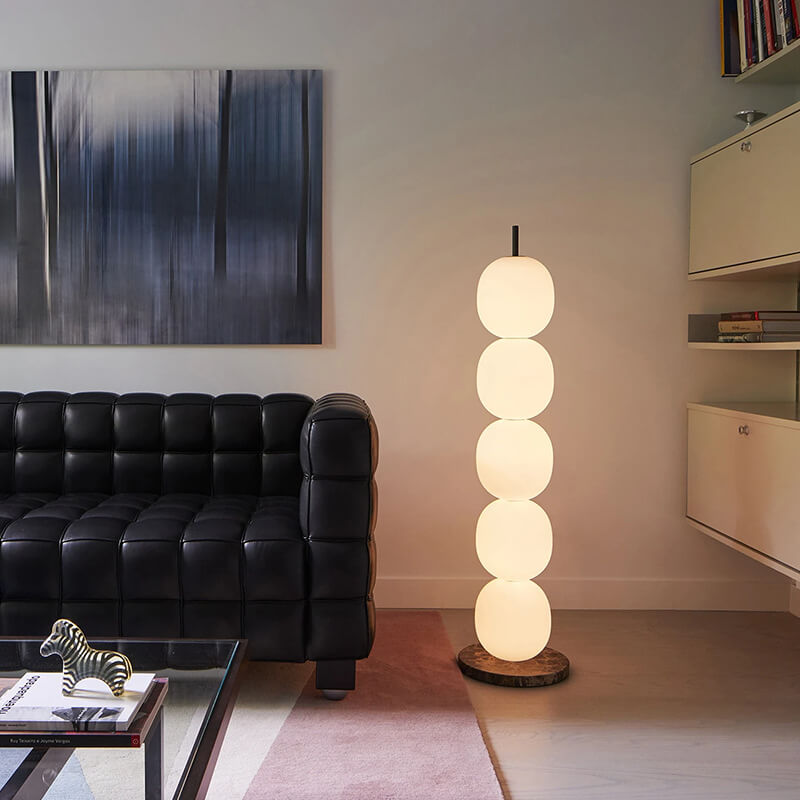 Nordic Round Glass Marble Base 2/5-Light Standing Floor Lamps