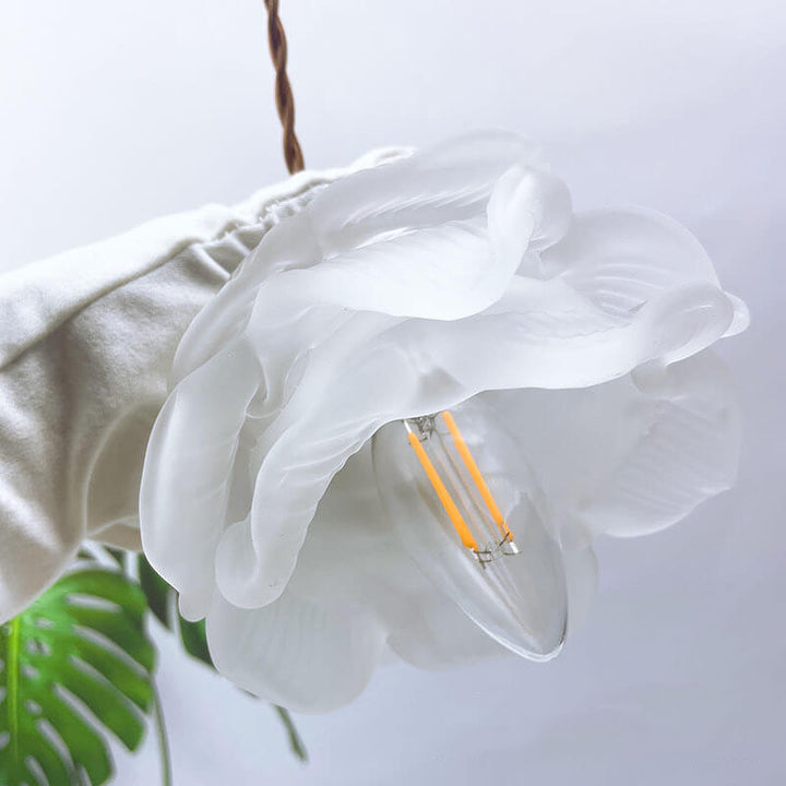 Modern Petal Glass 1-Light Brass Pendant Light