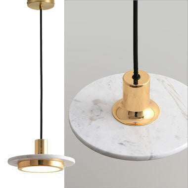 Modern Luxury Round Marble Disc LED Pendant Light For Living Room