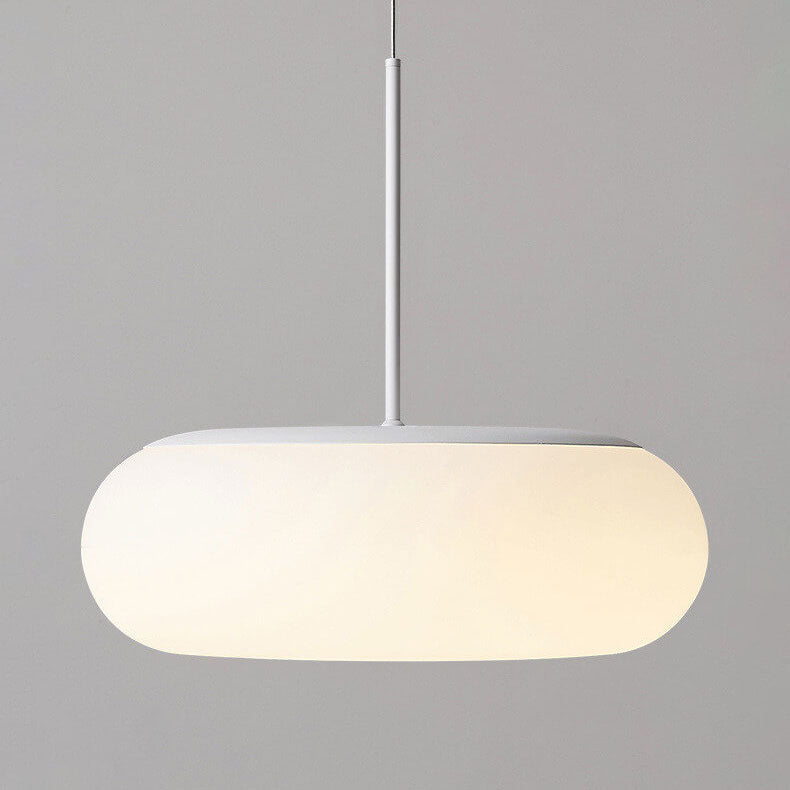 Moderne minimalistische Kunststoff weiße 1-Licht Trommel LED Pendelleuchte 