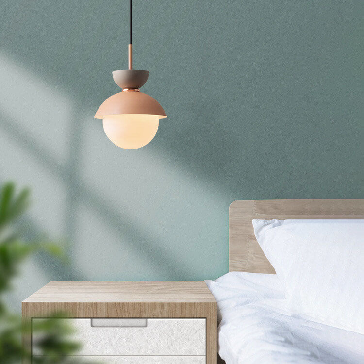 Modern Macaron Metal 1-Light Globe Pendant Light