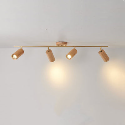 Nordic Minimalist Wooden Track Lighting 2/3/4 Light Semi-Flush Mount Lighting