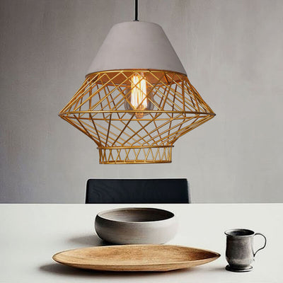 Retro Iron Cement 1-Light Lantern Pendant Light