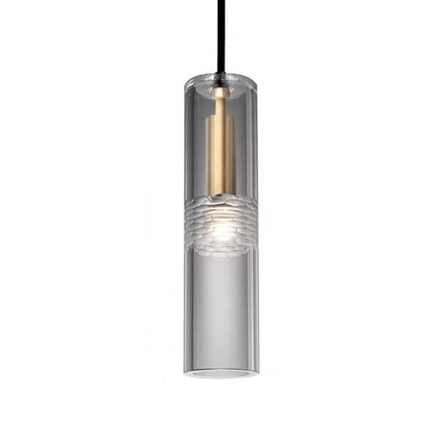 Luminaire suspendu moderne à 1 lumière en forme de cylindre en cristal 