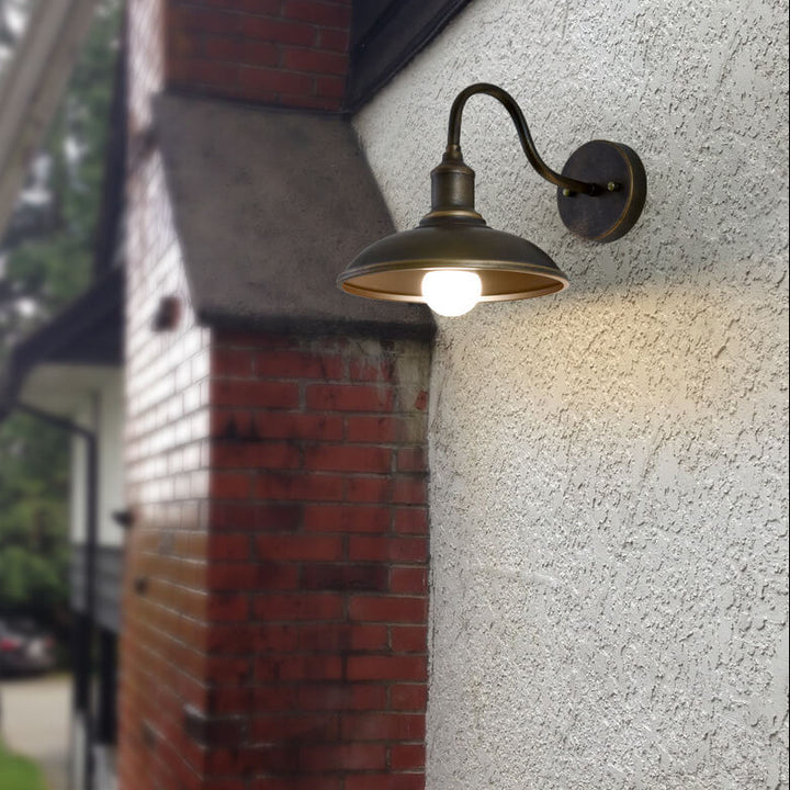 Aplique de pared exterior tipo cúpula de hierro vintage tradicional de 1 luz para sala de estar 