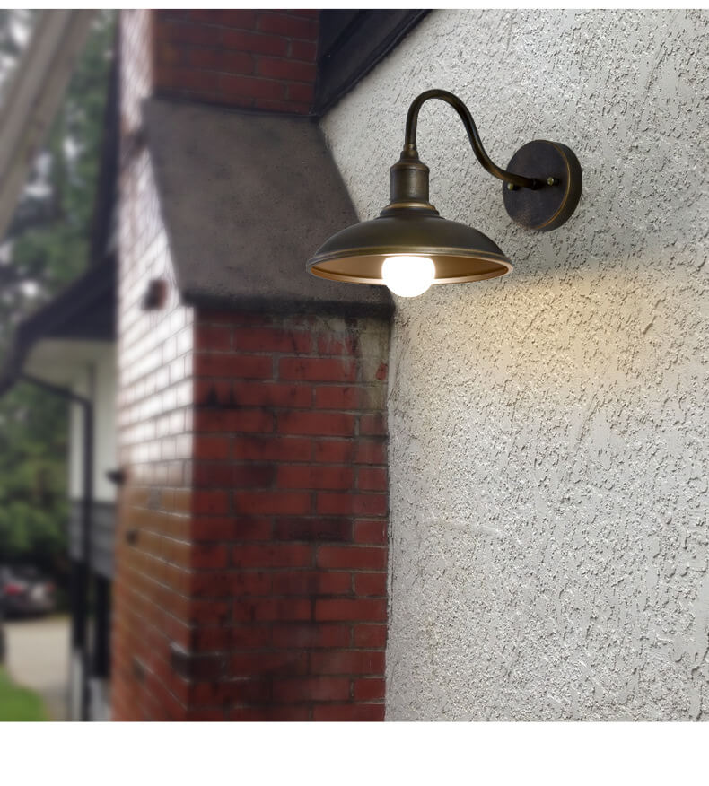 Retro Iron 1-Light Dome Outdoor Wall Lighting