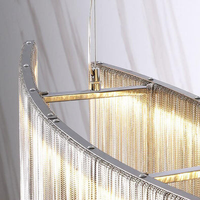 Modern Circular Metal Tassel 1-Light LED Chandeliers