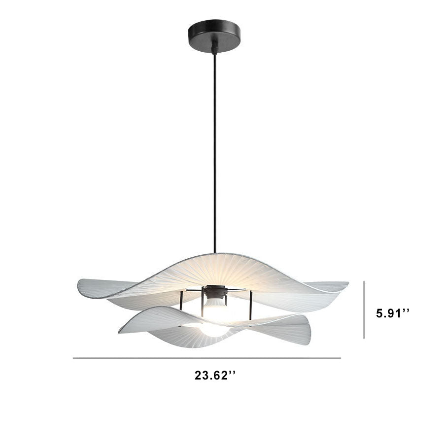Minimalist Fabric 1-Light White Ruffle Pendant Light
