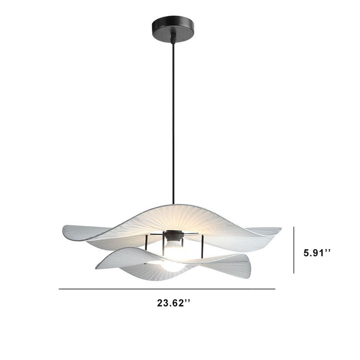 Minimalist Fabric 1-Light White Ruffle Pendant Light