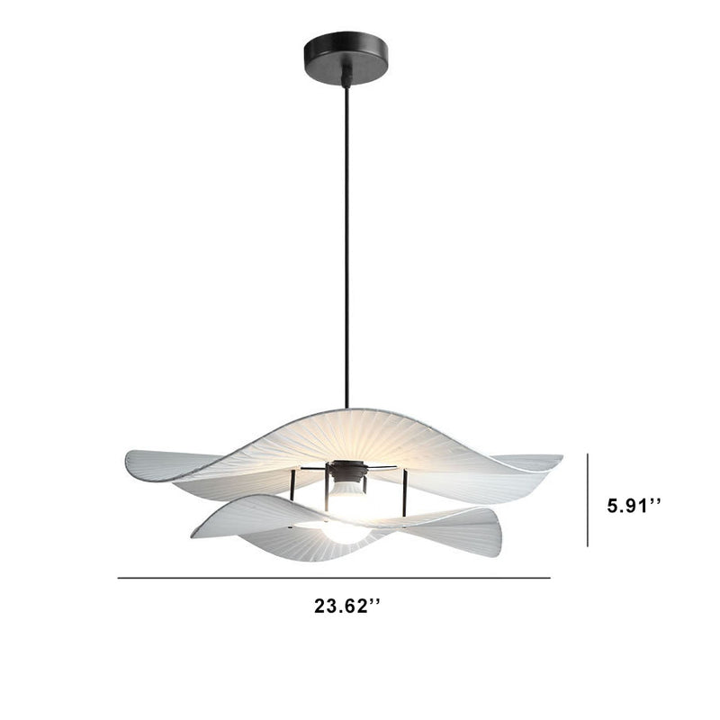 Minimalistische 1-Licht-Pendelleuchte mit weißen Rüschen aus Stoff 